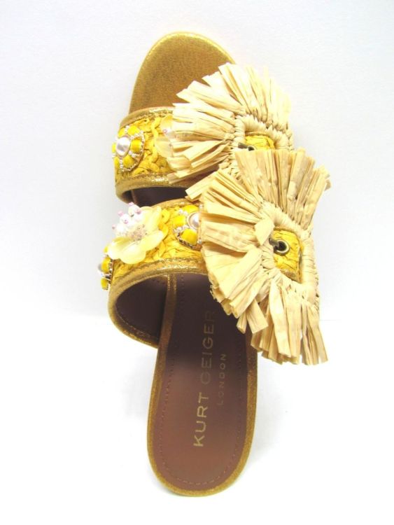 KURT GEIGER SANDAAL HOOG (Raffia buckle sandal) - De Gouden Schoe
