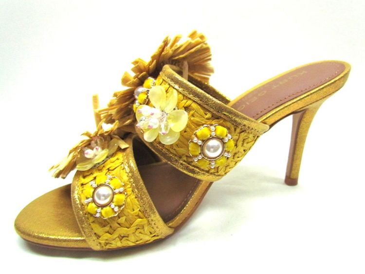 KURT GEIGER SANDAAL HOOG (Raffia buckle sandal) - De Gouden Schoe